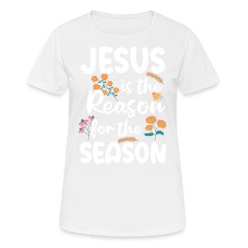 Jesus is the reason for the season - Women's Breathable T-Shirt - white - Front - AI Model Female 172 dark (172cm)