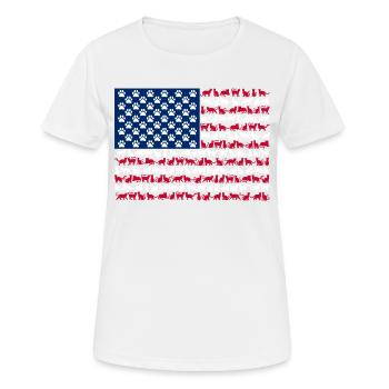 Drapeau américain Pattes de chat animal mignon - T-shirt respirant Femme - blanc - Devant - AI Model Female 172 dark (172cm)