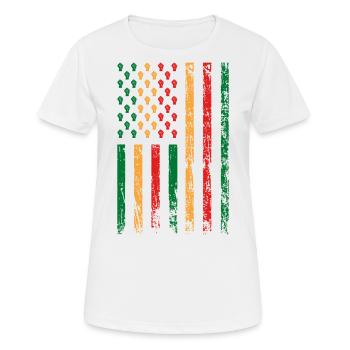 Drapeau Américain Poing Décor Noir Mélanine - T-shirt respirant Femme - blanc - Devant - AI Model Female 172 dark (172cm)
