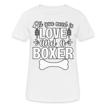 All you need is love and a boxer - Frauen T-Shirt atmungsaktiv - Weiß - Vorne - AI Model Female 172 dark (172cm)