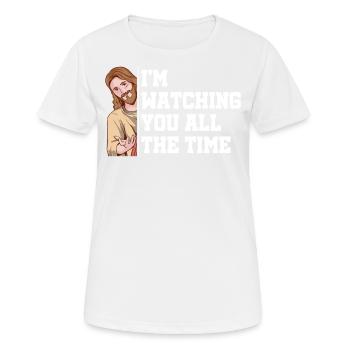 I'm watching you all the time Believe God - Women's Breathable T-Shirt - white - Front - AI Model Female 172 dark (172cm)