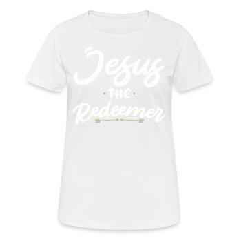Jésus Rédempteur : la foi chrétienne en Dieu - T-shirt respirant Femme - blanc - Devant - AI Model Female 172 dark (172cm)