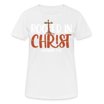 Enraciné dans le Christ des chrétiens d’Éphèse - T-shirt respirant Femme - blanc - Devant - AI Model Female 172 dark (172cm)