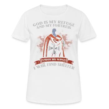 Gott Ist Meine Zuflucht Und Meine Festung - Frauen T-Shirt atmungsaktiv - Weiß - Vorne - AI Model Female 172 dark (172cm)