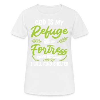 Gott Ist Meine Zuflucht Und Meine Festung - Frauen T-Shirt atmungsaktiv - Weiß - Vorne - AI Model Female 172 dark (172cm)