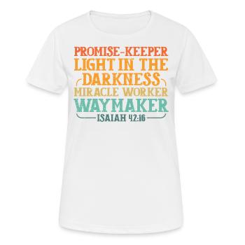 Promise Keeper Lumière dans les ténèbres - T-shirt respirant Femme - blanc - Devant - AI Model Female 172 dark (172cm)