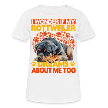 Je me demande si mon Rottweiler rêve de moi aussi - T-shirt respirant Femme - blanc - Devant - AI Model Female 172 dark (172cm)