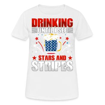 Boire jusqu’à ce que je voie Stars and Stripes - T-shirt respirant Femme - blanc - Devant - AI Model Female 172 dark (172cm)