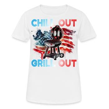Chill out Grill out - T-shirt respirant Femme - blanc - Devant - AI Model Female 172 dark (172cm)