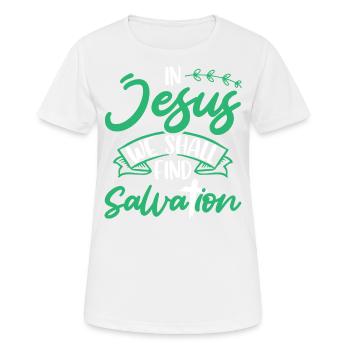 In Jesus we will find salvation Bible verse - Women's Breathable T-Shirt - white - Front - AI Model Female 172 dark (172cm)