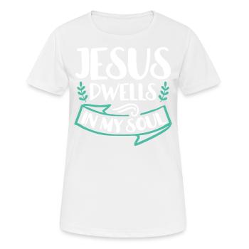Jésus habite dans mon âme verset biblique Foi - T-shirt respirant Femme - blanc - Devant - AI Model Female 172 dark (172cm)