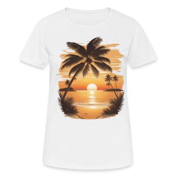 Sunset Serenity: Beach Scene - Women's Breathable T-Shirt - white - Front - AI Model Female 172 dark (172cm)