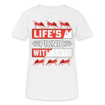 La vie est un pique-nique avec des fourmis - T-shirt respirant Femme - blanc - Devant - AI Model Female 172 dark (172cm)