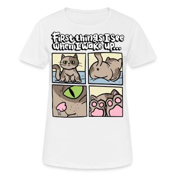Die Ersten Dinge, Die Ich Sehe, Wenn Ich Aufwache - Frauen T-Shirt atmungsaktiv - Weiß - Vorne - AI Model Female 172 dark (172cm)