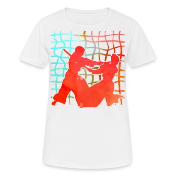 Aikido - Frauen T-Shirt atmungsaktiv - Weiß - Vorne - AI Model Female 172 dark (172cm)
