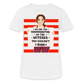 Wir sind die Enkelinnen der Hexen, ihr - Frauen T-Shirt atmungsaktiv - Weiß - Vorne - AI Model Female 172 dark (172cm)
