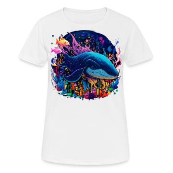 Blue Whale - Frauen T-Shirt atmungsaktiv - Weiß - Vorne - AI Model Female 172 dark (172cm)