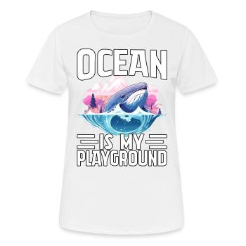Der Ozean ist mein Spielplatz - Frauen T-Shirt atmungsaktiv - Weiß - Vorne - AI Model Female 172 dark (172cm)