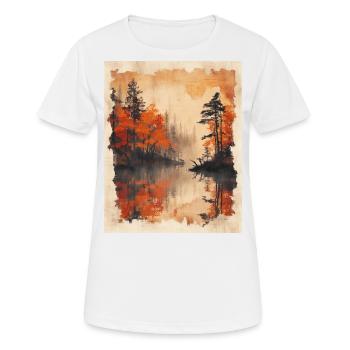 Classic Scenery Papyrus Scroll Onsen Japanese - Women's Breathable T-Shirt - white - Front - AI Model Female 172 dark (172cm)