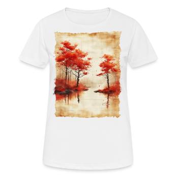 Paysage classique Papyrus défilement Onsen japonais - T-shirt respirant Femme - blanc - Devant - AI Model Female 172 dark (172cm)