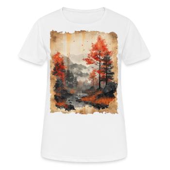 Classic Scenery Papyrus Scroll Onsen Japanese - Women's Breathable T-Shirt - white - Front - AI Model Female 172 dark (172cm)