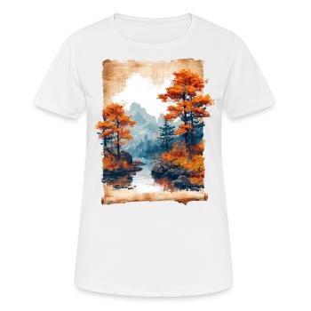 Classic Scenery Papyrus Scroll Onsen Japanese - Women's Breathable T-Shirt - white - Front - AI Model Female 172 dark (172cm)