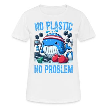 Kein Plastik, kein Problem - Frauen T-Shirt atmungsaktiv - Weiß - Vorne - AI Model Female 172 dark (172cm)