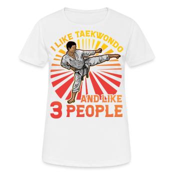Ich mag Taekwondo und mag 3 Leute - Frauen T-Shirt atmungsaktiv - Weiß - Vorne - AI Model Female 172 dark (172cm)