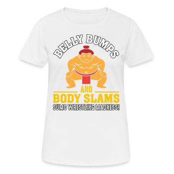 Belly Bumps and Body Slams Sumo Wrestling Madness - Women's Breathable T-Shirt - white - Front - AI Model Female 172 dark (172cm)