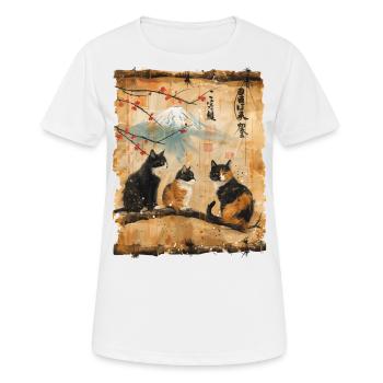Mt. Fuji Kitten Papyrus Scroll Retro - Women's Breathable T-Shirt - white - Front - AI Model Female 172 dark (172cm)