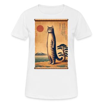 Mt. Fuji Sunset Papyrus Scroll Retro - Women's Breathable T-Shirt - white - Front - AI Model Female 172 dark (172cm)