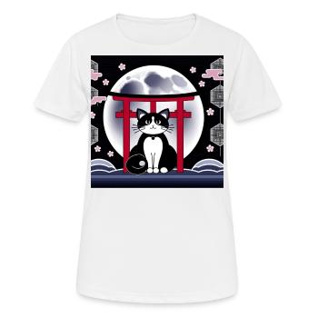 Lune rétro Floral Art japonais Torii - T-shirt respirant Femme - blanc - Devant - AI Model Female 172 dark (172cm)