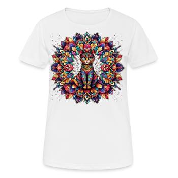 Barocke Kunst Vintage Kätzchen Lover Mandala - Frauen T-Shirt atmungsaktiv - Weiß - Vorne - AI Model Female 172 dark (172cm)