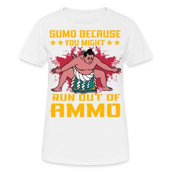 Sumo, weil Ihnen die Munition ausgehen könnte - Frauen T-Shirt atmungsaktiv - Weiß - Vorne - AI Model Female 172 dark (172cm)