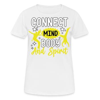 Connecter l’, le corps et l’ - T-shirt respirant Femme - blanc - Devant - AI Model Female 172 dark (172cm)
