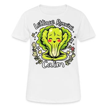 Lettuce Romaine Calm – Funny Salad Yoga - Women's Breathable T-Shirt - white - Front - AI Model Female 172 dark (172cm)