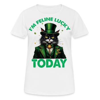 Je suis feeline Lucky aujourd’hui - T-shirt respirant Femme - blanc - Devant - AI Model Female 172 dark (172cm)