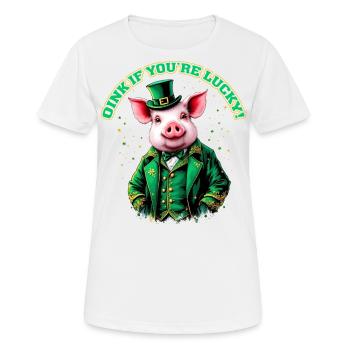Oink tu as de la chance - T-shirt respirant Femme - blanc - Devant - AI Model Female 172 dark (172cm)
