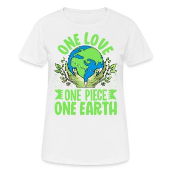 Eine Liebe, eine Erde - Frauen T-Shirt atmungsaktiv - Weiß - Vorne - AI Model Female 172 dark (172cm)