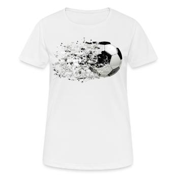 51 Fußball Ball fliegt Spritzer Splash Farbkleckse - Frauen T-Shirt atmungsaktiv - Weiß - Vorne - AI Model Female 172 dark (172cm)