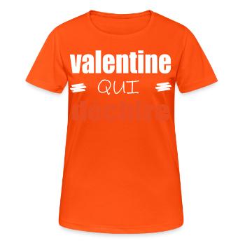 Valentine Qui Déchire Couple Saint Valentin Humour - T-shirt respirant Femme - orange néon - Devant - AI Model Female 172 dark (172cm)