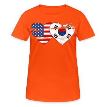Cœur de drapeau de la Corée du Sud utilisé - T-shirt respirant Femme - orange néon - Devant - AI Model Female 172 dark (172cm)