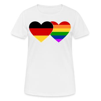 Drapeau arc-en-ciel de l’Allemagne - T-shirt respirant Femme - blanc - Devant - AI Model Female 172 dark (172cm)