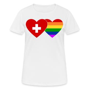Drapeau arc-en-ciel de la Suisse - T-shirt respirant Femme - blanc - Devant - AI Model Female 172 dark (172cm)