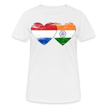 Holland Indien Flagge Herz used - Frauen T-Shirt atmungsaktiv - Weiß - Vorne - AI Model Female 172 dark (172cm)