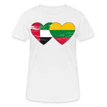 Vereinigte Arabische Emirate Litauen Flagge Herz - Frauen T-Shirt atmungsaktiv - Weiß - Vorne - AI Model Female 172 dark (172cm)