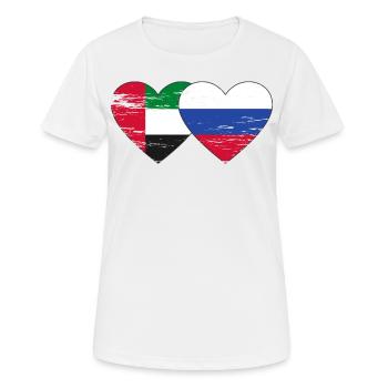 Vereinigte Arabische Emirate Russland Herz - Frauen T-Shirt atmungsaktiv - Weiß - Vorne - AI Model Female 172 dark (172cm)