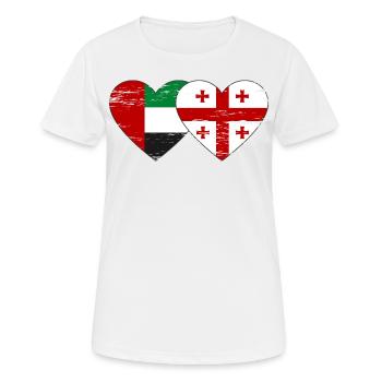 Vereinigte Arabische Emirate Georgien Flagge - Frauen T-Shirt atmungsaktiv - Weiß - Vorne - AI Model Female 172 dark (172cm)