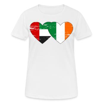 Émirats arabes unis Irlande Drapeau Coeur - T-shirt respirant Femme - blanc - Devant - AI Model Female 172 dark (172cm)
