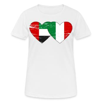 Vereinigte Arabische Emirate Italien Flagge Herz - Frauen T-Shirt atmungsaktiv - Weiß - Vorne - AI Model Female 172 dark (172cm)